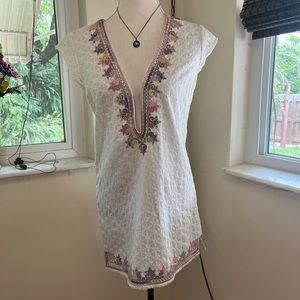 Embroidered White Dress